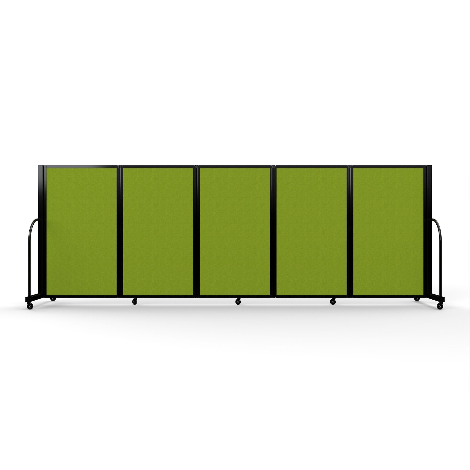 Screenflex Full Motion Divider, 5' x 14'1", Black Frame, Apple Green